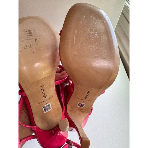 LARROUDÉ Serena pink Patent-Leather Strappy Sandals size 9 - Picture 4 of 10